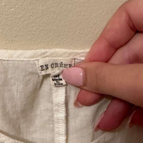 🍒 En Creme Tank Top With Cutouts White Pink Size Medium - Picture 2 of 4